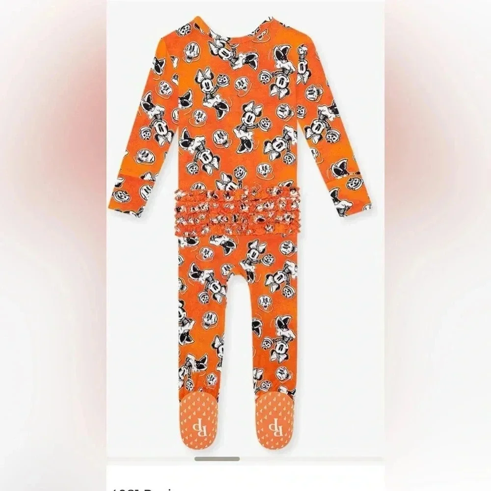 Posh Peanut Disney Minnie Mouse Halloween Footie Ruffled Zippered One Piece